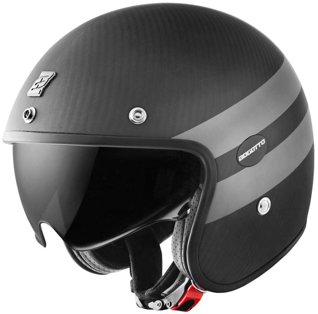 Bogotto V595 Sierra Casco Jet Termoplastico Con Visiera Solare, Fibbia Micrometrica, ECE 22-05, Taglia M, 1050g
