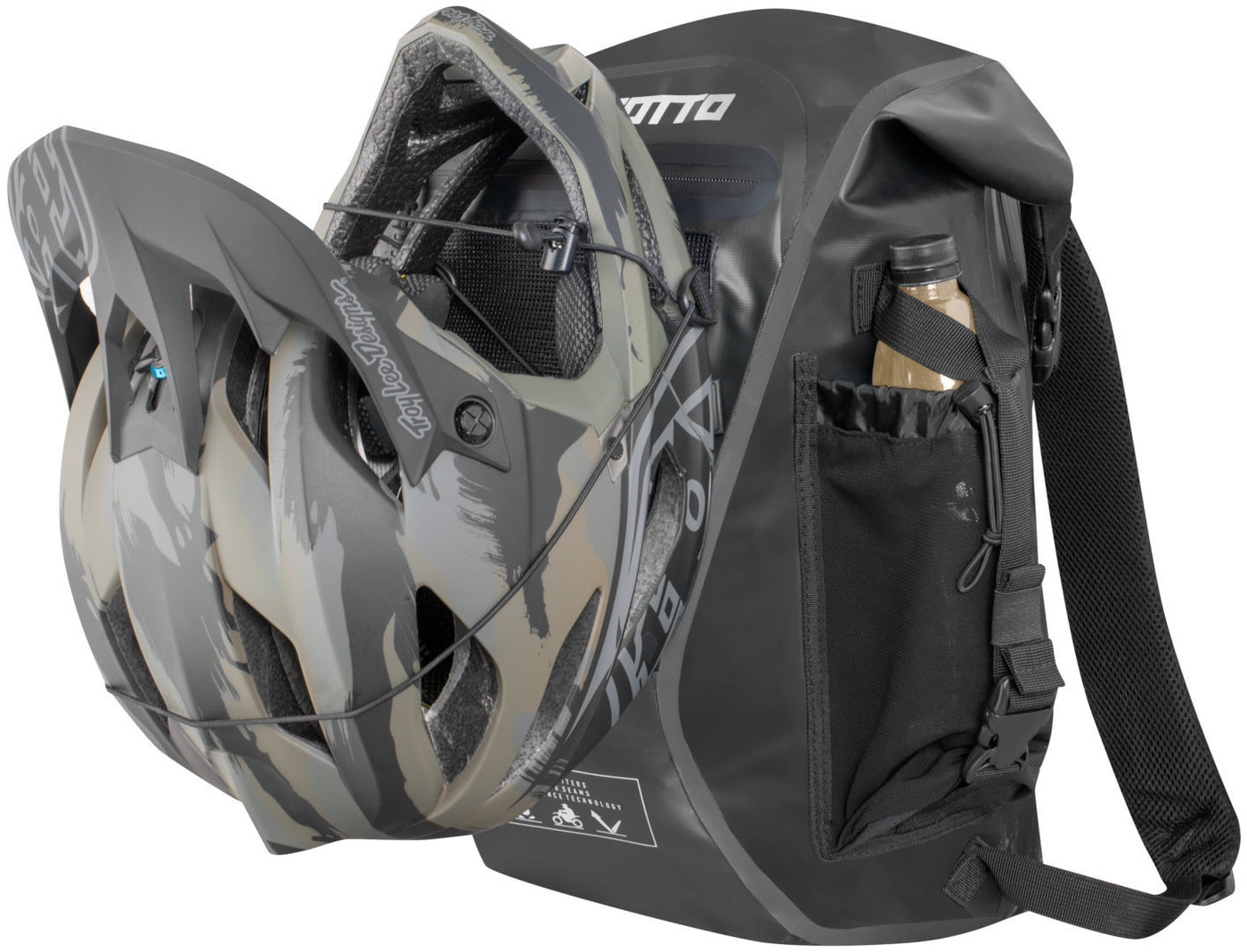 Bogotto Terreno Roll-Top waterproof Motorcycle Backpack#color_black