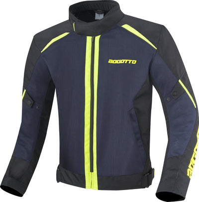 Bogotto Blaze-Air Motorcycle Textile Jacket#color_black-blue-fluo-yellow