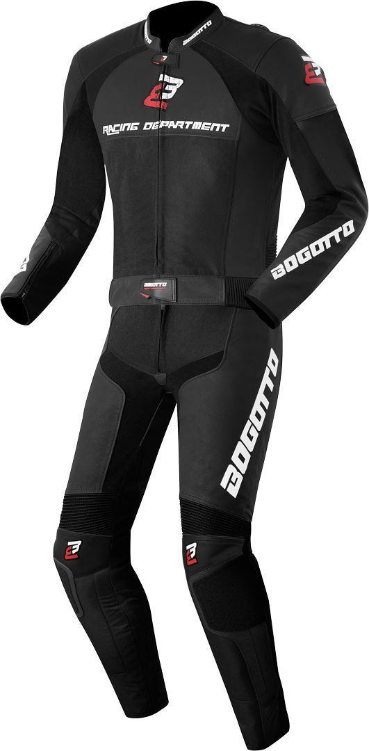 Bogotto Losail Two Piece Motorcycle Leather Suit#color_black