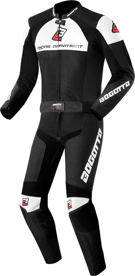 Bogotto Losail Two Piece Motorcycle Leather Suit#color_black-white