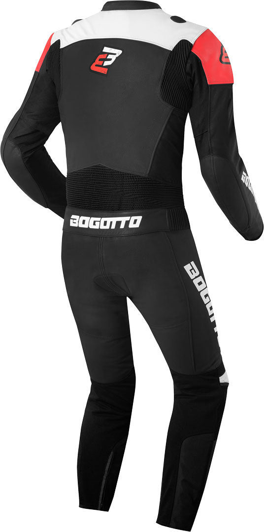 Bogotto Losail Two Piece Motorcycle Leather Suit#color_black-white-red