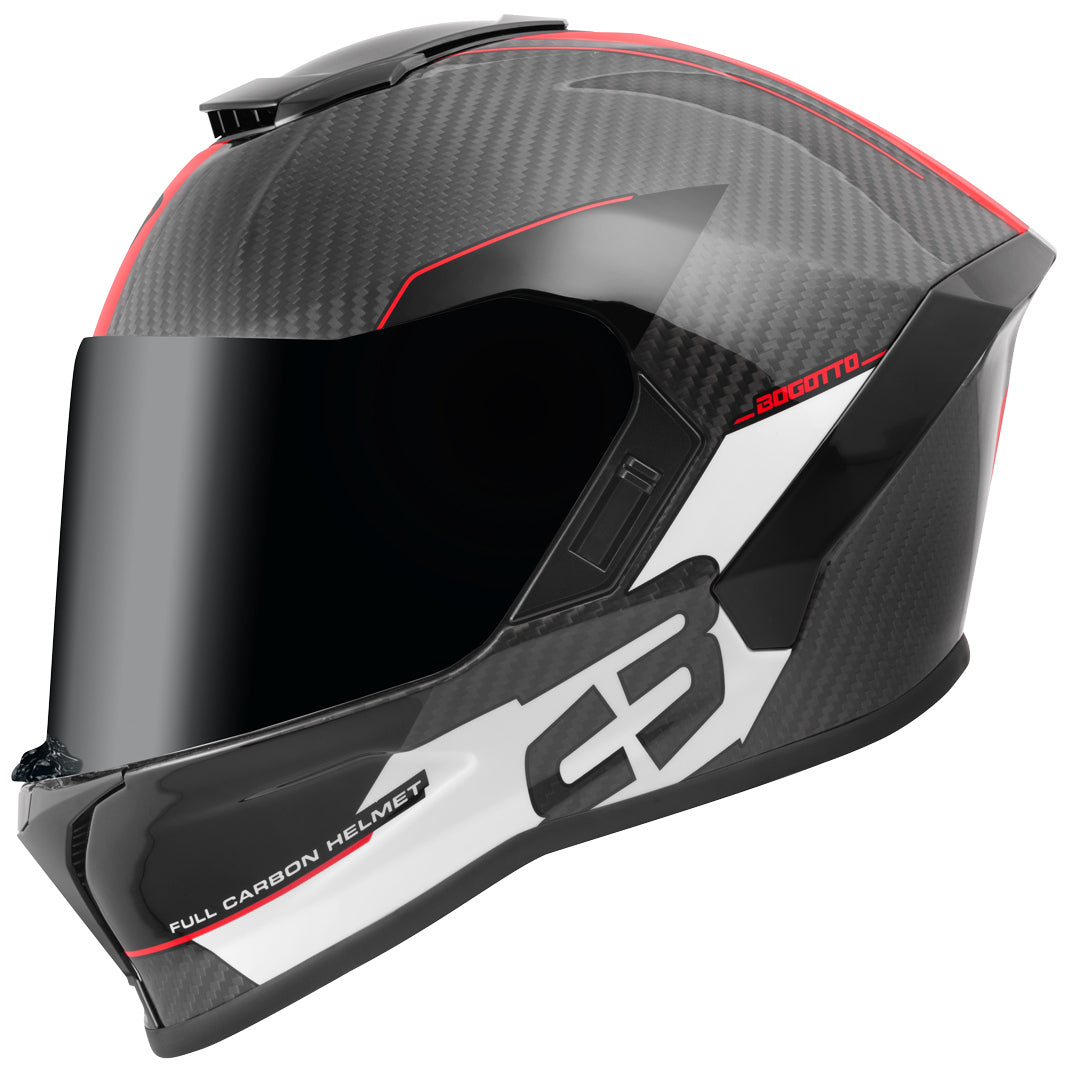 Bogotto Phantom Combo Carbon Helmet#color_black-red-white