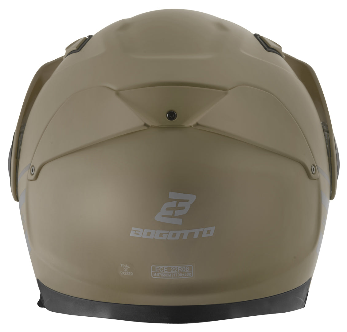 Bogotto FG-102 Fiberglass Flip-Up Helmet#color_brown-matt