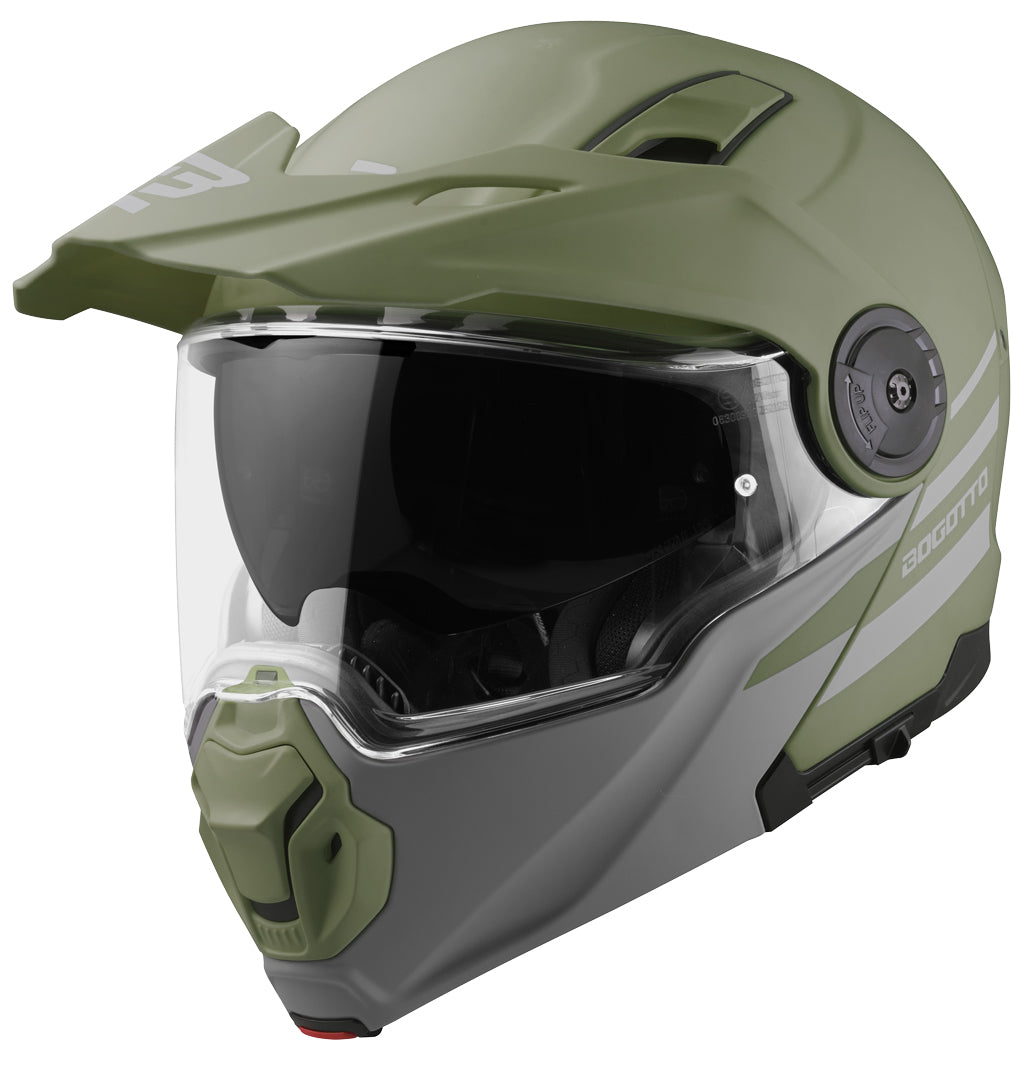 Bogotto FG-102 Fiberglass Flip-Up Helmet#color_green-matt