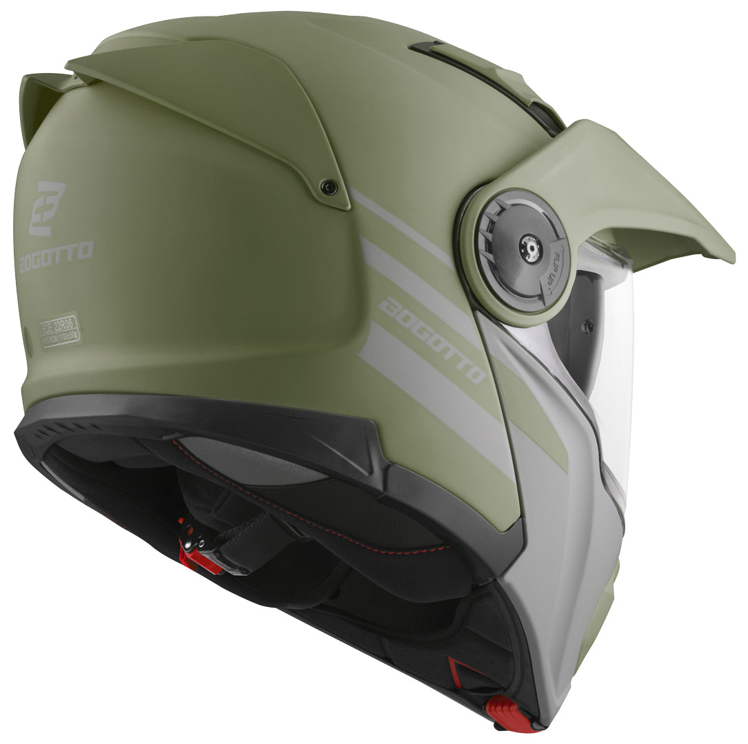 Bogotto FG-102 Fiberglass Flip-Up Helmet#color_green-matt