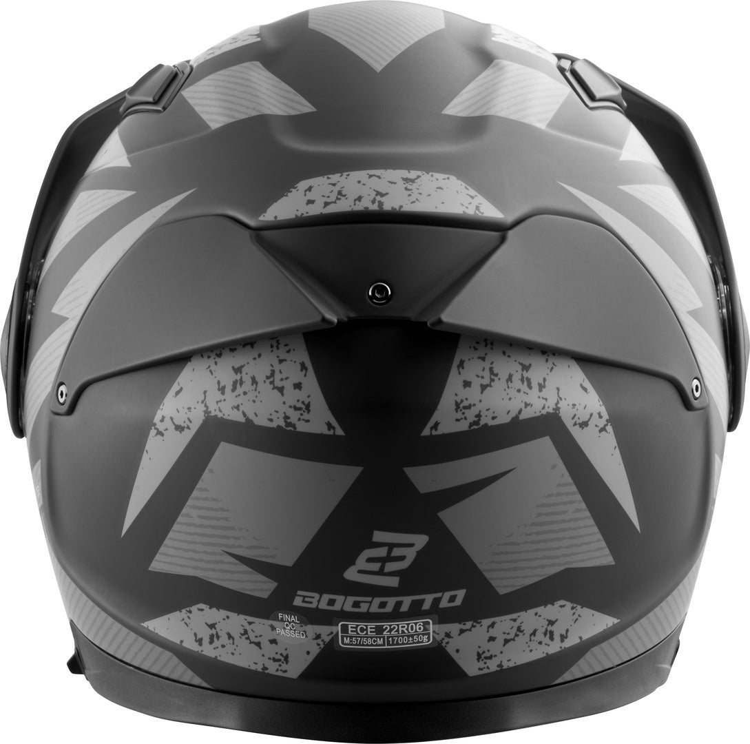 Bogotto FG-102 Safari Fiberglass Flip-Up Helmet#color_black-matt-grey