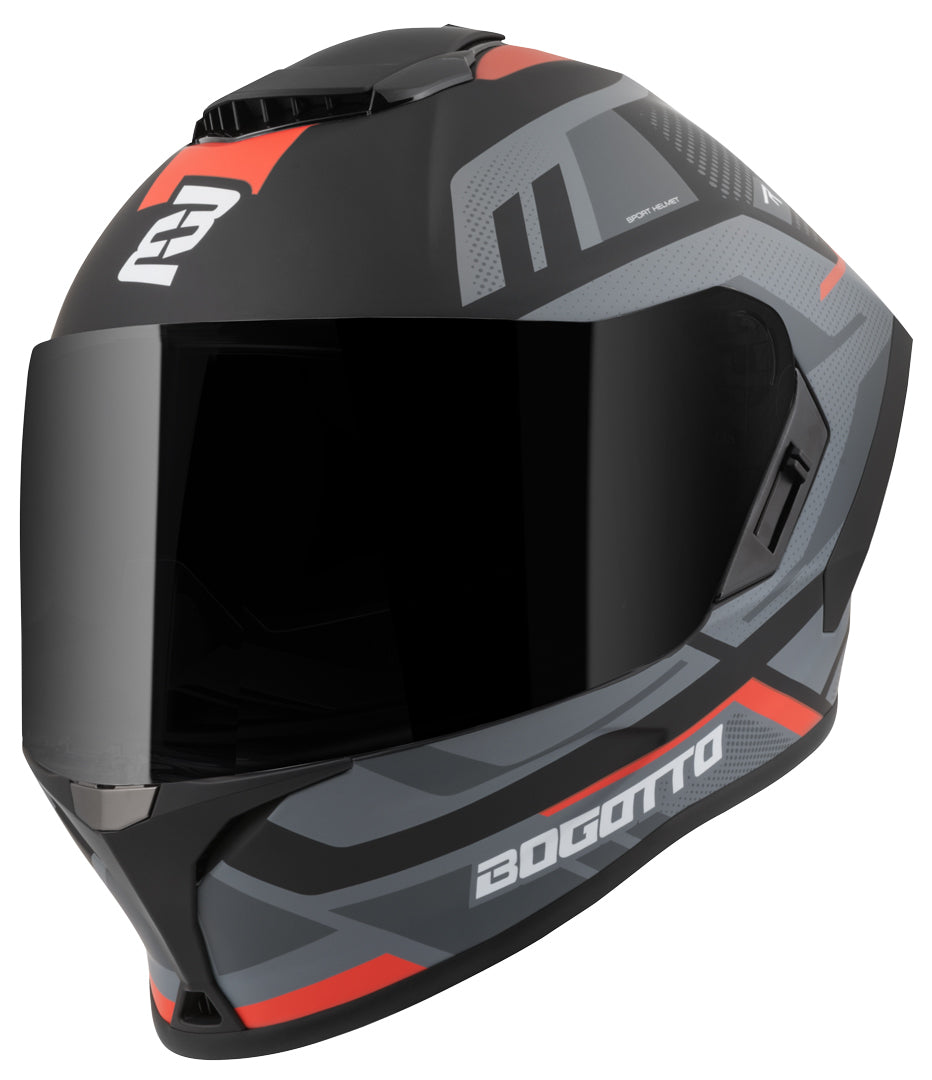 Bogotto Phantom Fiberglass Codex Helmet#color_black-grey-red