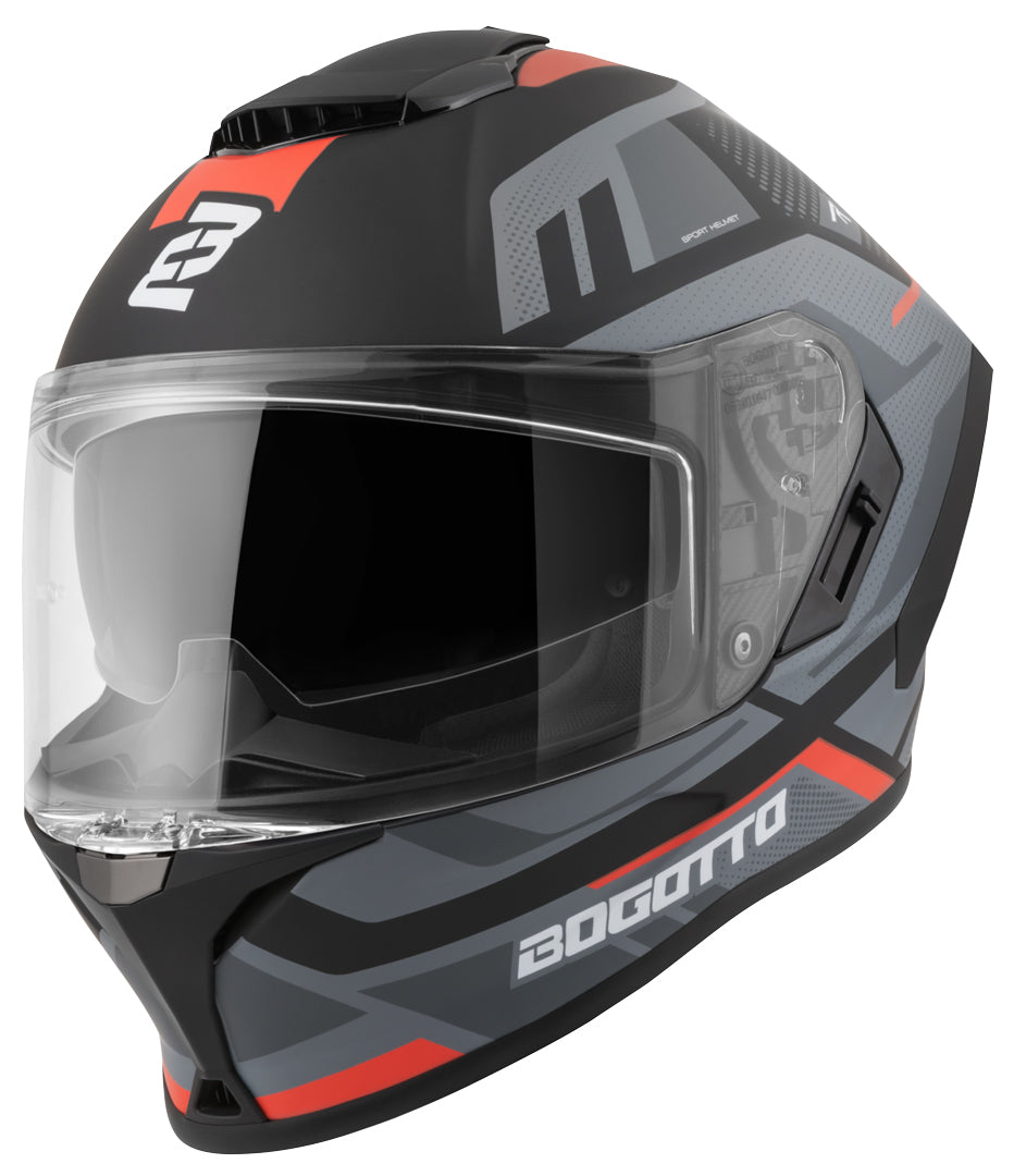 Bogotto Phantom Fiberglass Codex Helmet#color_black-grey-red