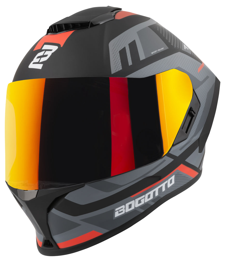 Bogotto Phantom Fiberglass Codex Helmet#color_black-grey-red