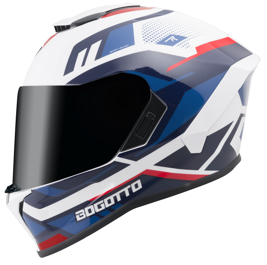 Bogotto Phantom Fiberglass Codex Helmet#color_white-blue-red