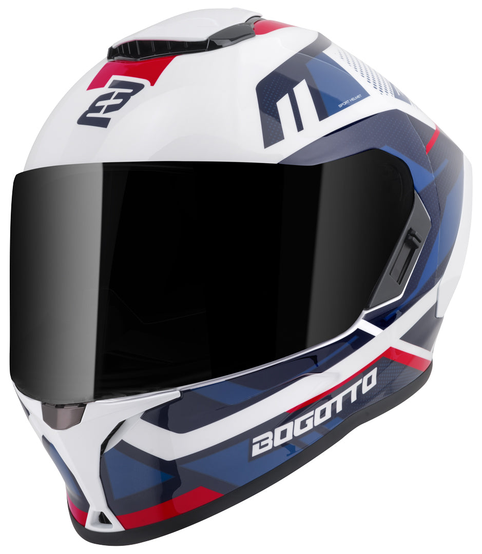 Bogotto Phantom Codex Fiberglass Helmet#color_white-blue-red