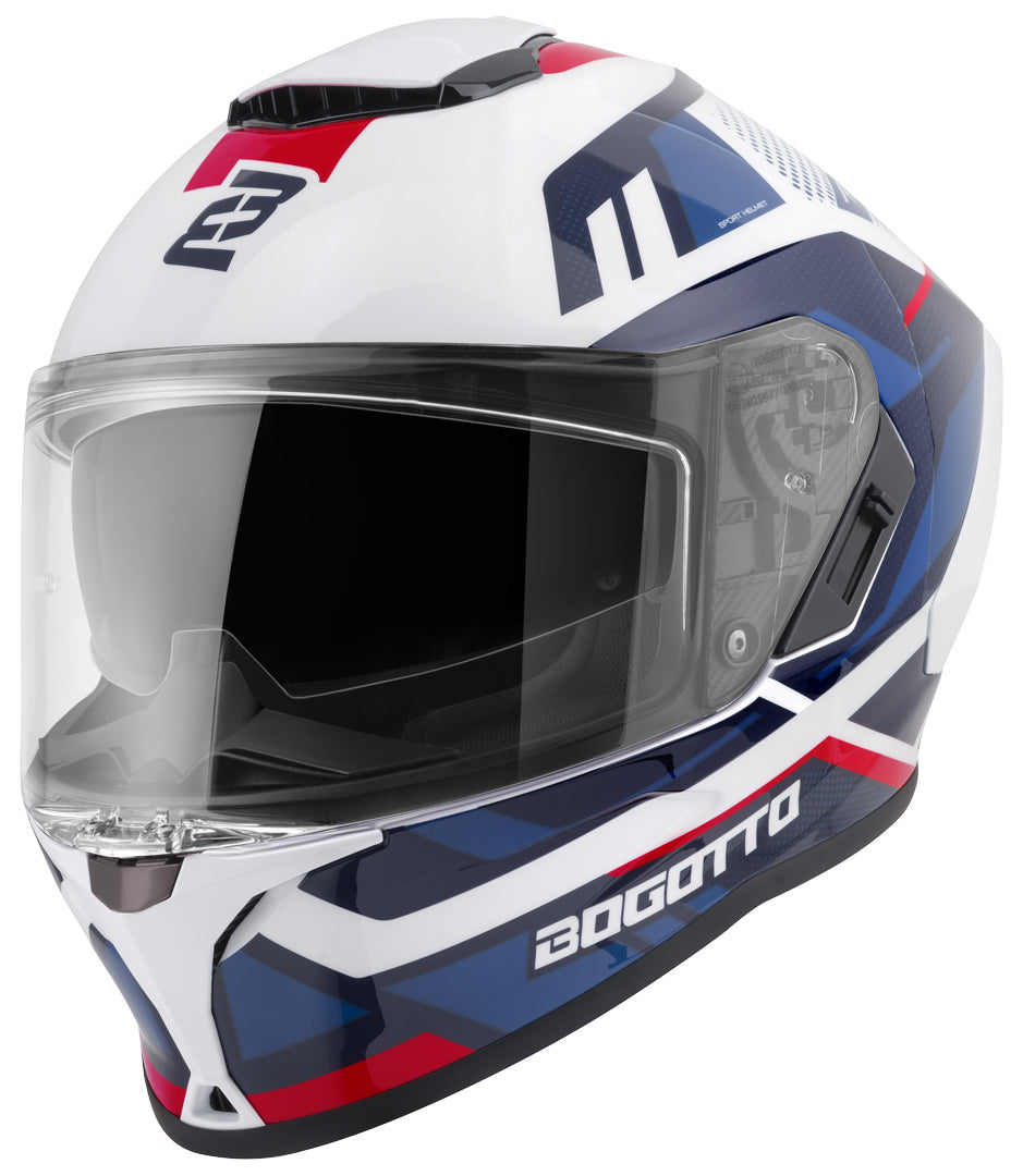 Bogotto Phantom Codex Fiberglass Helmet#color_white-blue-red