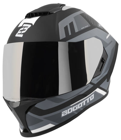 Bogotto Phantom Fiberglass Codex Helmet#color_black-grey-white