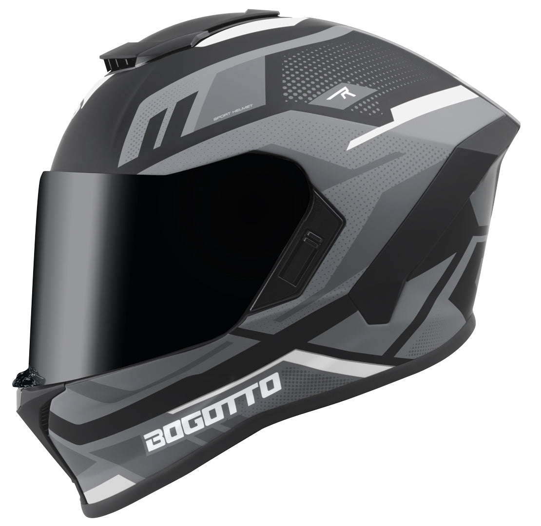 Bogotto Phantom Fiberglass Codex Helmet#color_black-grey-white