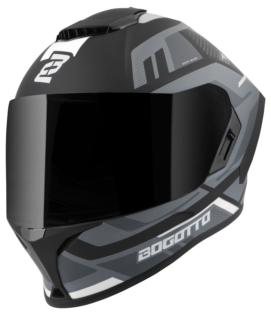 Bogotto Phantom Fiberglass Codex Helmet#color_black-grey-white