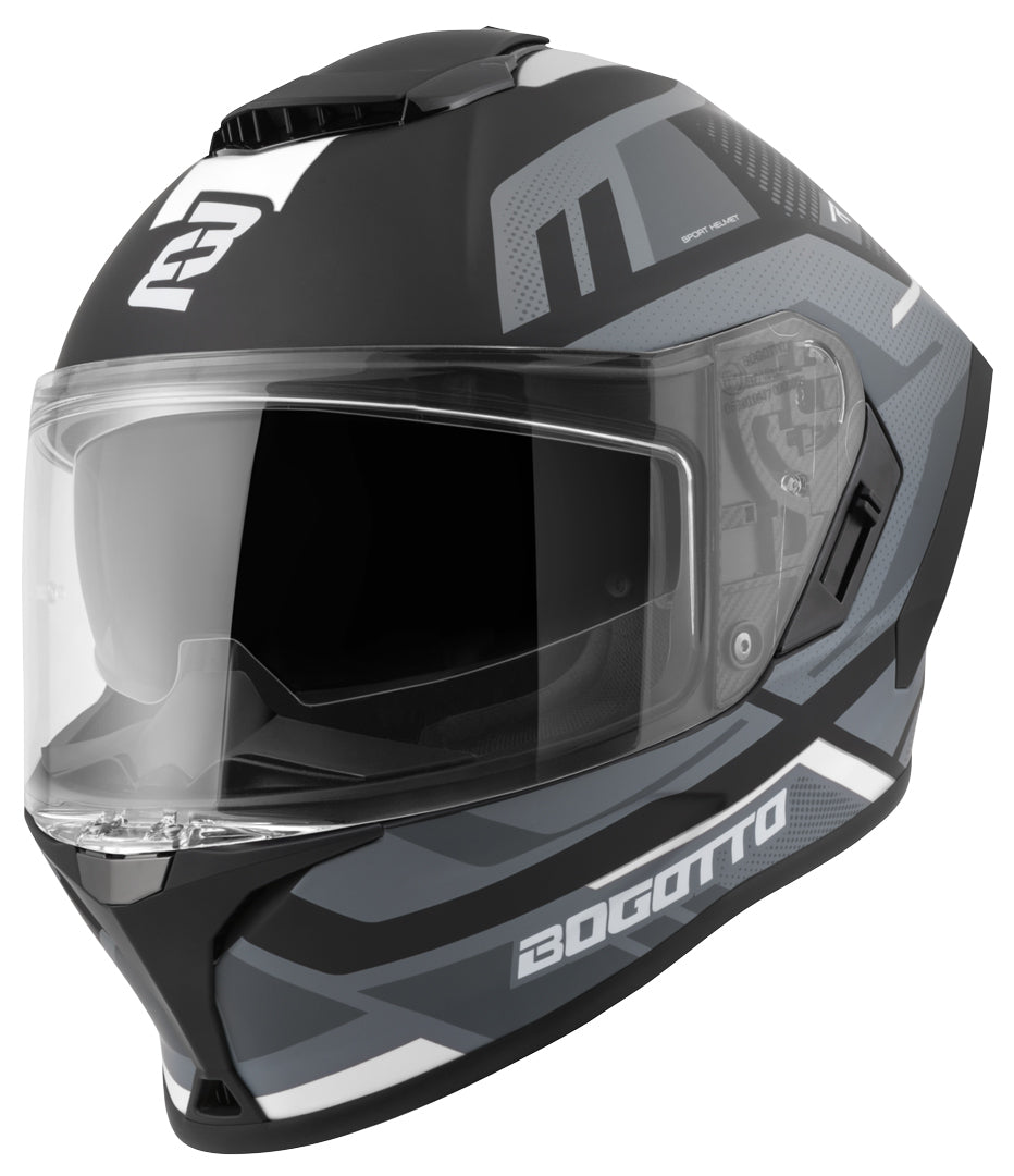 Bogotto Phantom Fiberglass Codex Helmet#color_black-grey-white