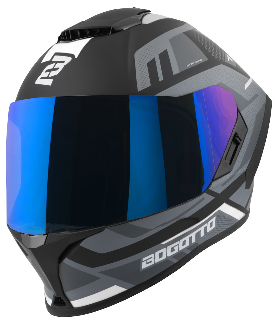 Bogotto Phantom Fiberglass Codex Helmet#color_black-grey-white