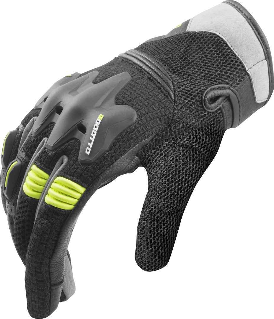 Bogotto Xatran perforated Motorcycle Gloves#color_black-grey-neon-yellow