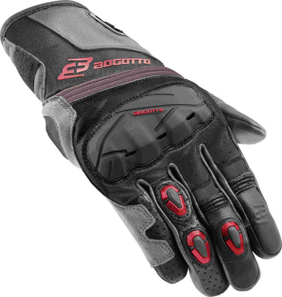 Bogotto Zello perforated Motorcycle Gloves#color_black-grey-red