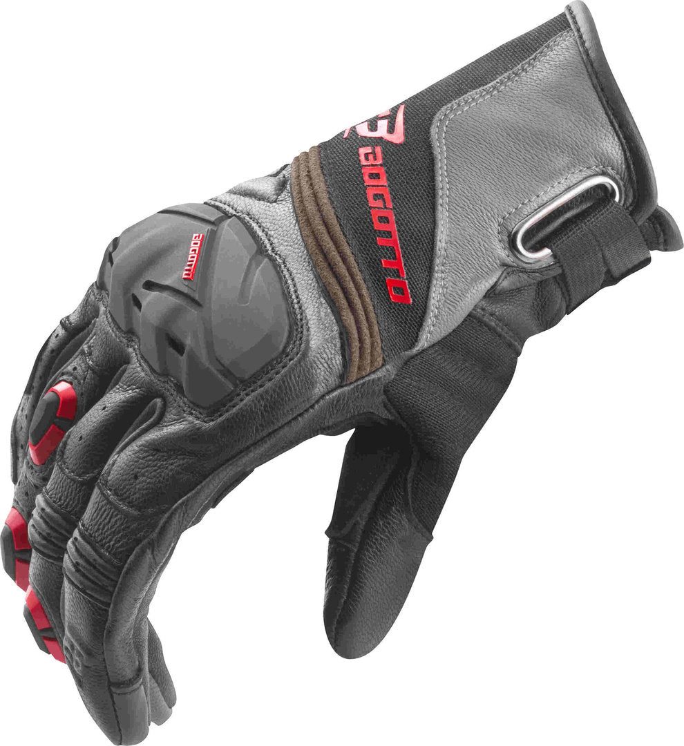 Bogotto Zello perforated Motorcycle Gloves#color_black-grey-red