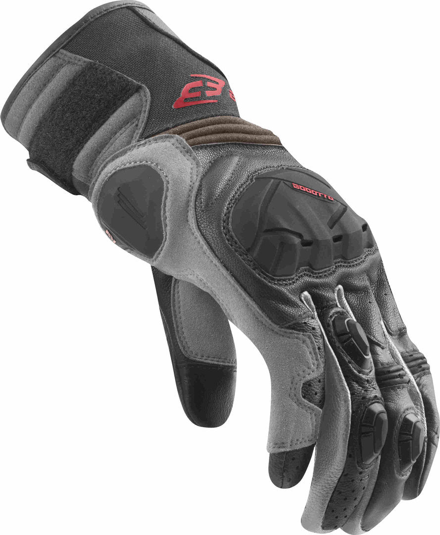 Bogotto Zello perforated Motorcycle Gloves#color_black-grey-red