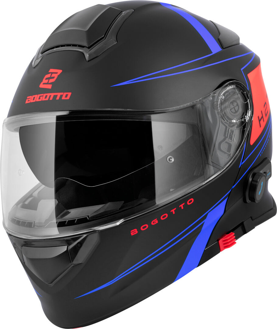 Bogotto H271 Taog Bluetooth Helmet#color_black-matt-red-blue