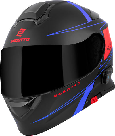 Bogotto H271 Taog Bluetooth Helmet#color_black-matt-red-blue