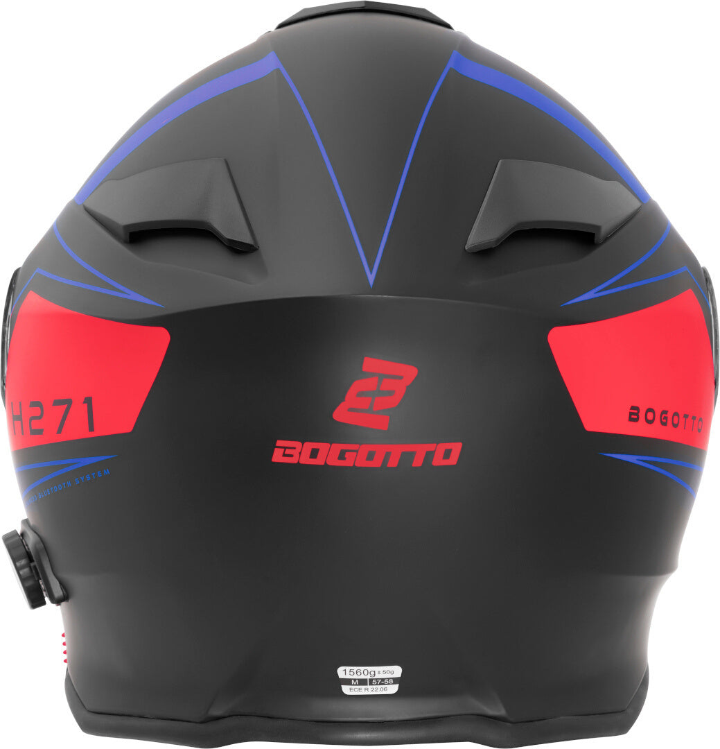 Bogotto H271 Taog Bluetooth Helmet#color_black-matt-red-blue