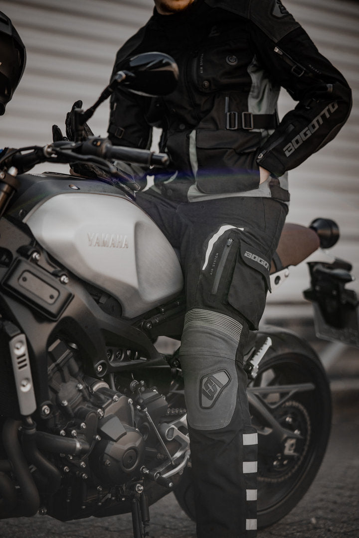 Bogotto Explorer-Z waterproof Motorcycle Leather/Textile Pants#color_black-green