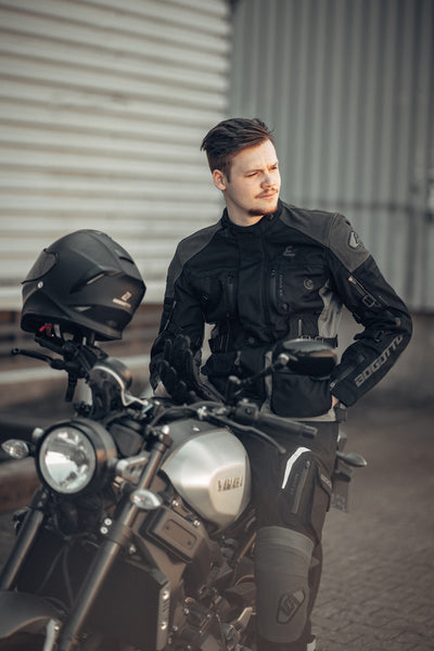 Bogotto Explorer-Z waterproof Motorcycle Leather- / Textile Jacket#color_black-green