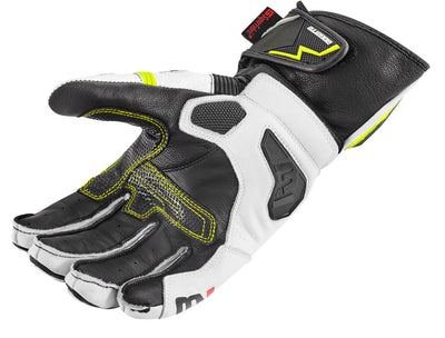 Bogotto Monza perforated Motorcycle Gloves#color_black-white-fluo-yellow