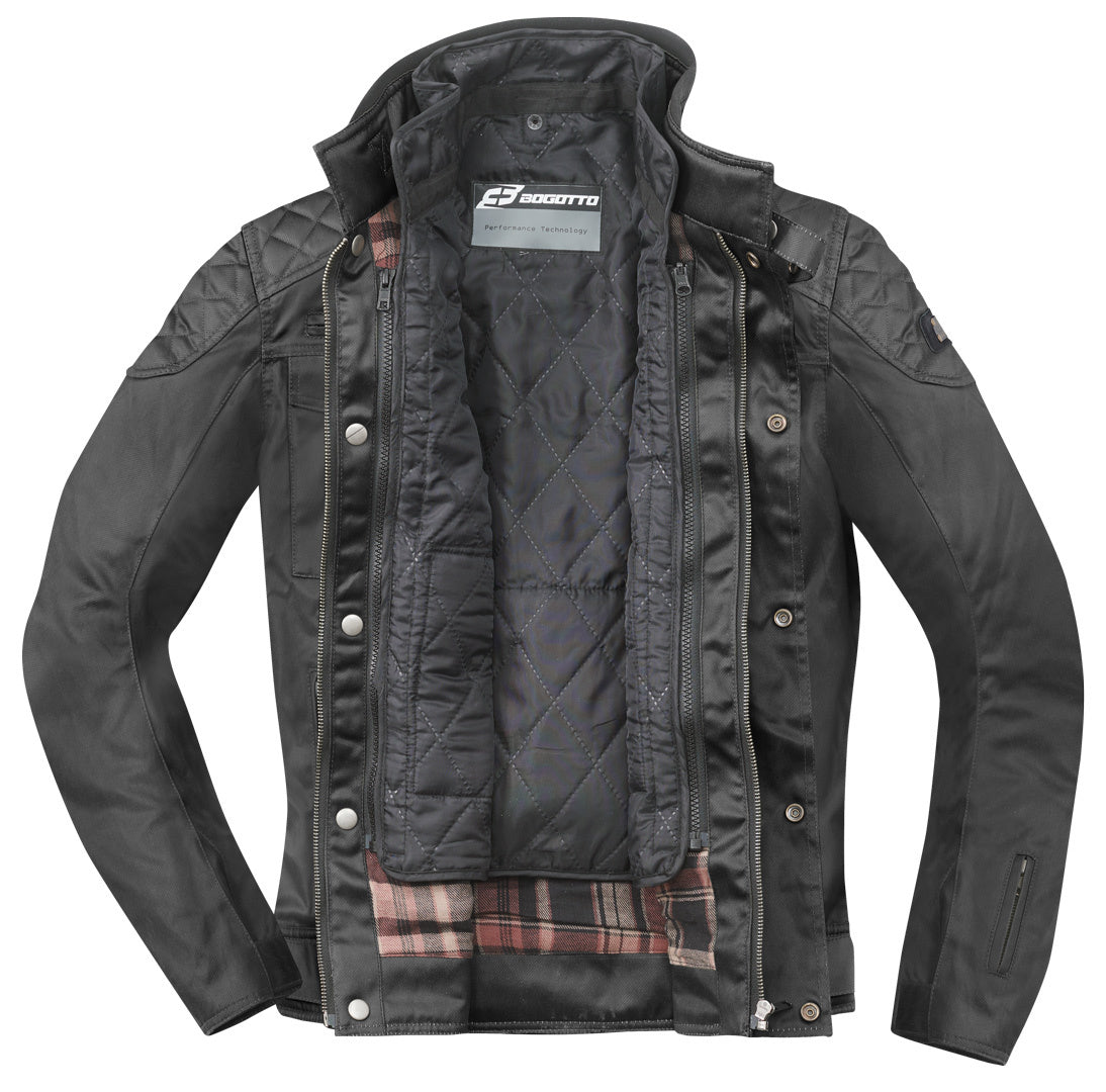 Bogotto Barton waterproof Motorcycle Waxed Jacket#color_black