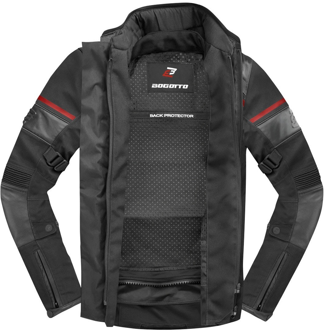 Bogotto Blizzard-X waterproof Motorcycle Textile Jacket#color_black-red