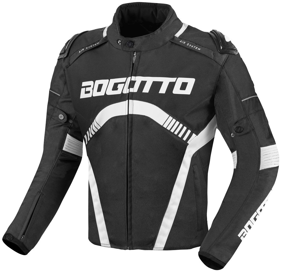 Bogotto Boomerang waterproof Motorcycle Textile Jacket#color_black-white