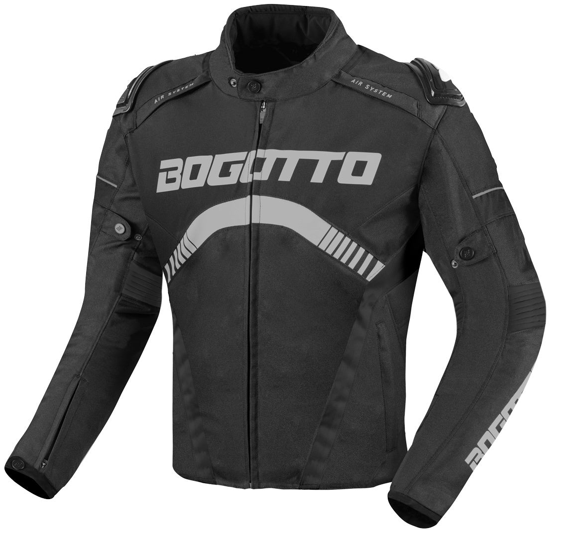 Bogotto Boomerang waterproof Motorcycle Textile Jacket#color_black-grey