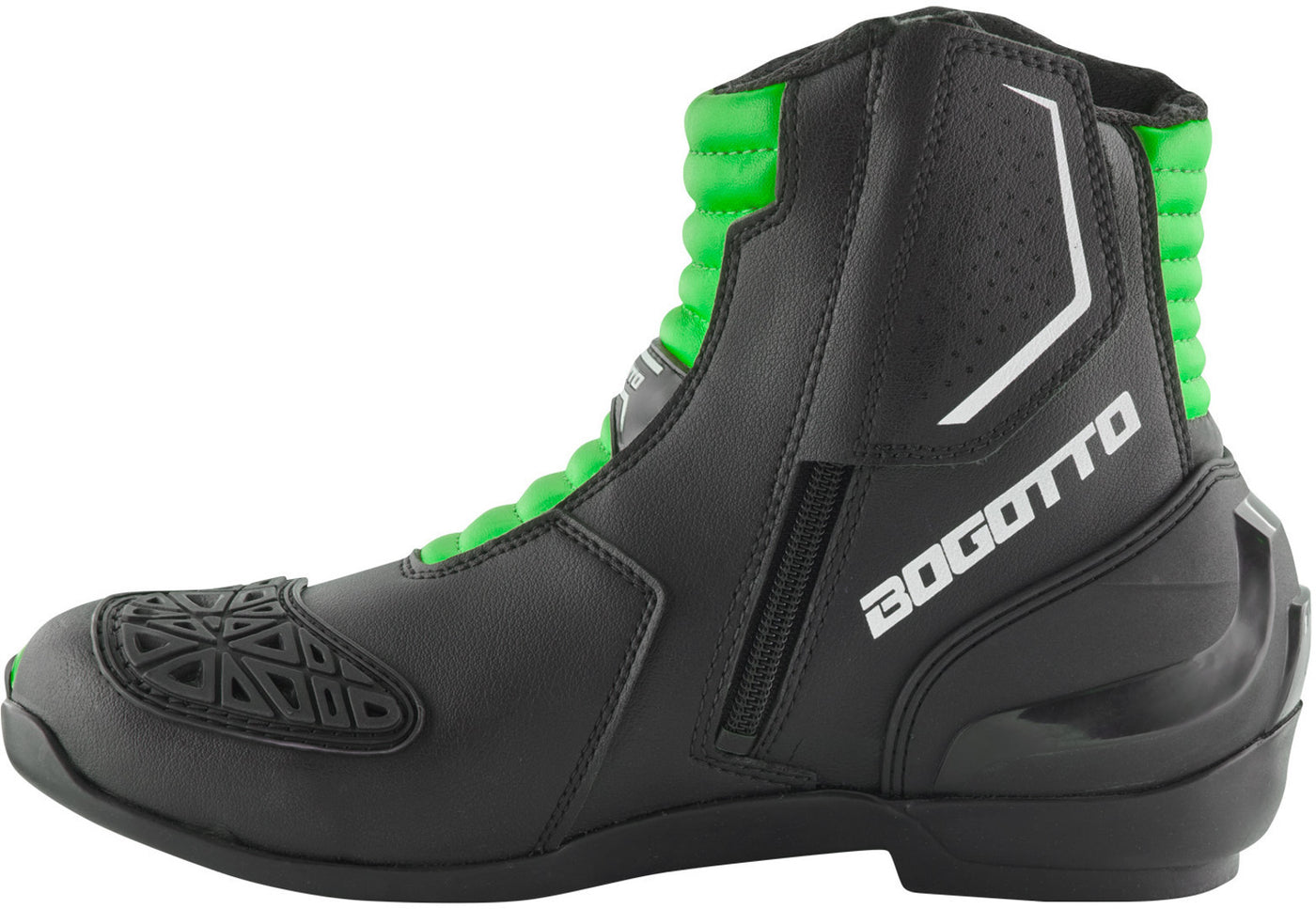 Bogotto Cartagena perforated Motorcycle Boots#color_black-green