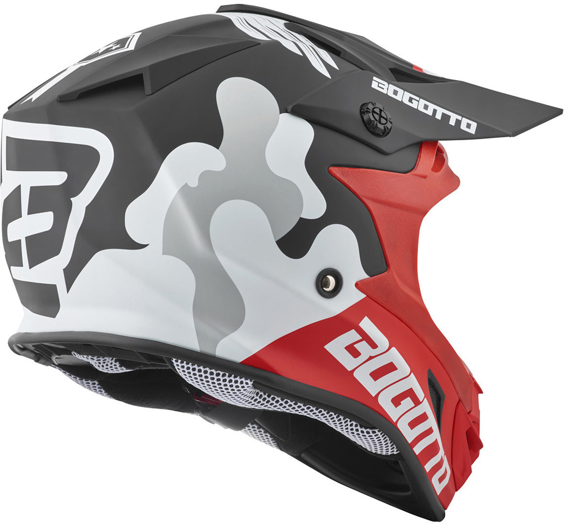 Bogotto V328 Camo Fiberglass Motocross Helmet#color_black-white-red