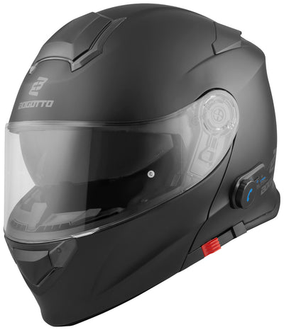 Casque Moto Bogotto V271 BT Zabu Avec Bluetooth Intégré - Visière Solaire, Pliable, Taille XS, Noir Mat/néon
