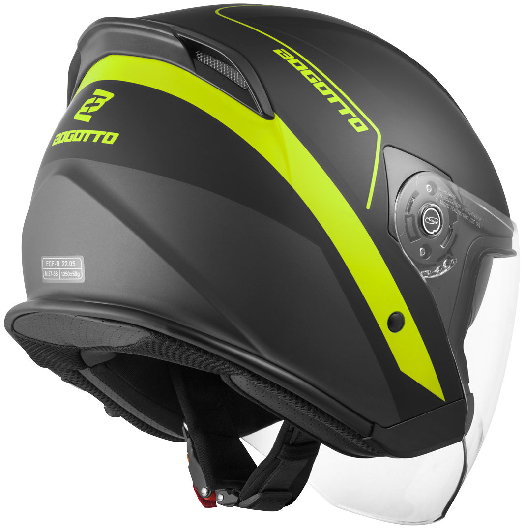 Bogotto V586 Detri Jet Helmet#color_black-matt-yellow