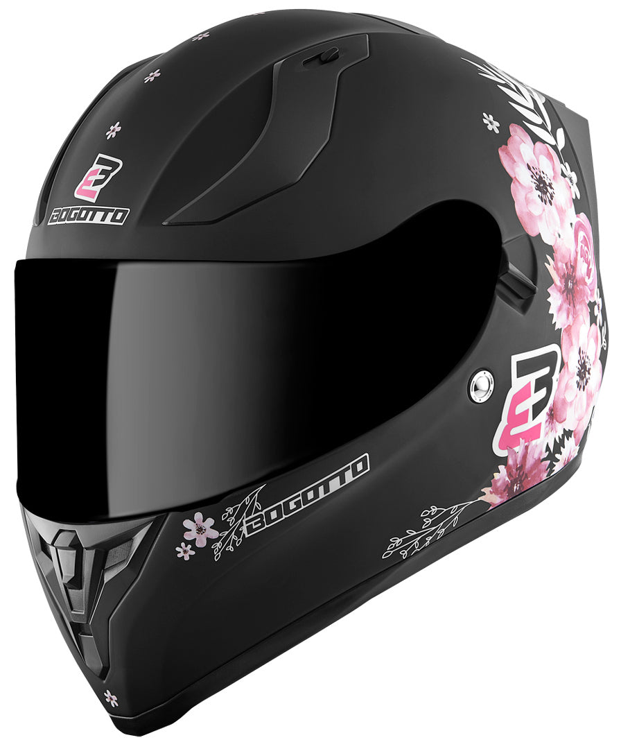 Bogotto V128 Fiori Ladies Helmet#color_black-rose