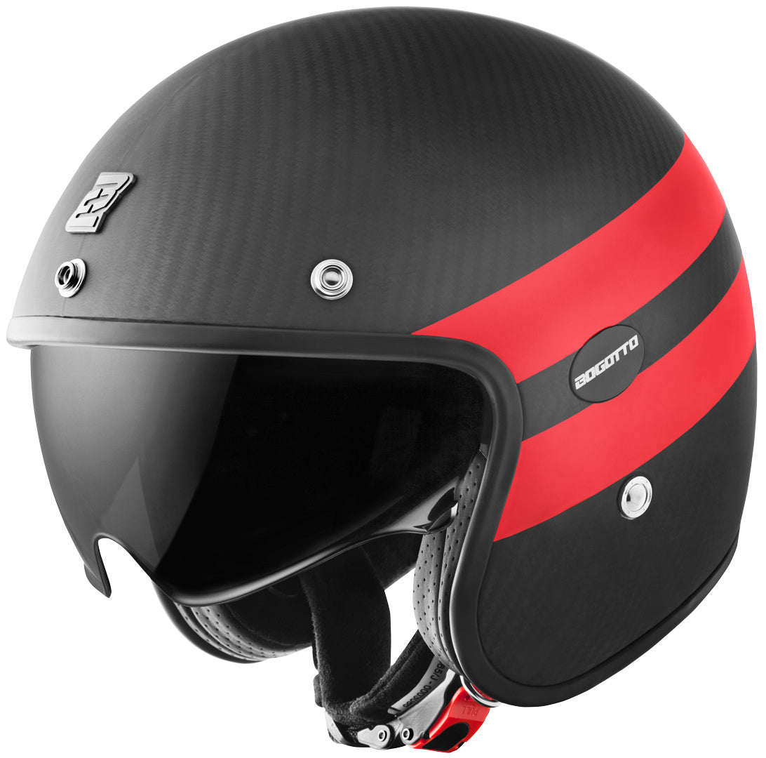 Bogotto V587 Crono Carbon Jet Helmet#color_black-matt-red