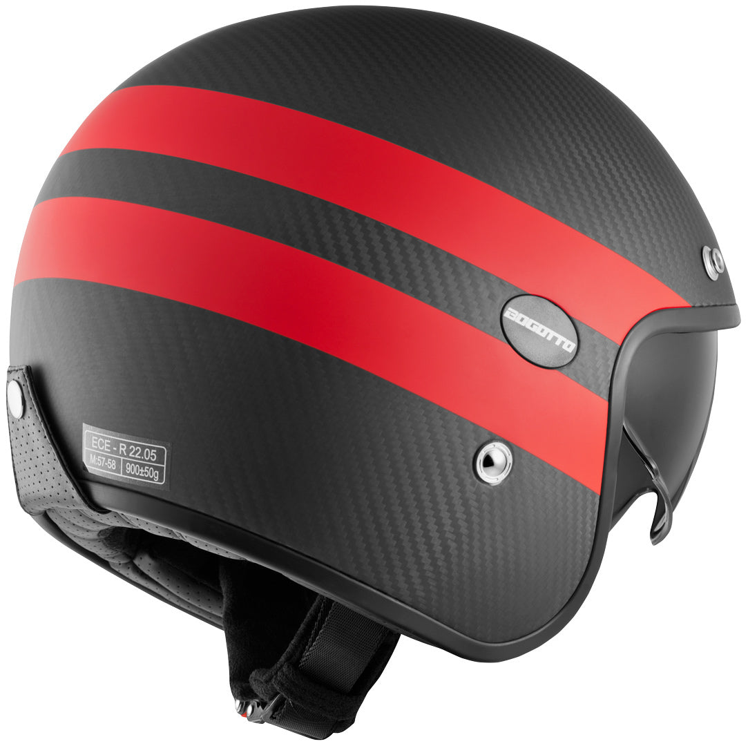 Bogotto V587 Crono Carbon Jet Helmet#color_black-matt-red