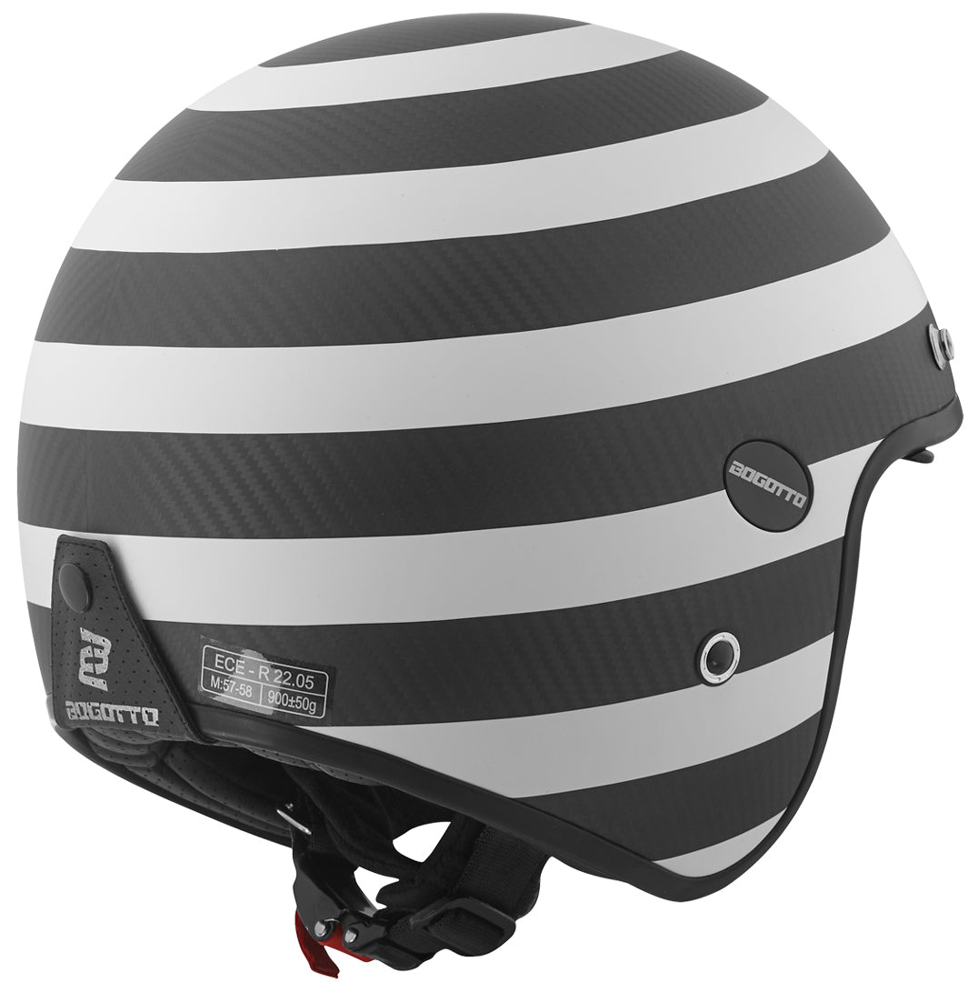 Bogotto V587 Scacchi Carbon Jet Helmet#color_black-white
