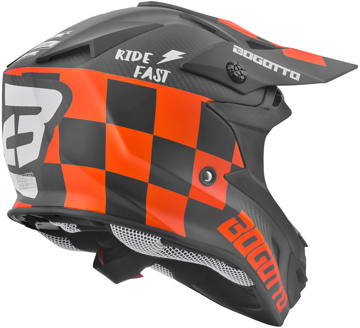 Bogotto V328 Xadrez Carbon Motocross Helmet#color_black-orange