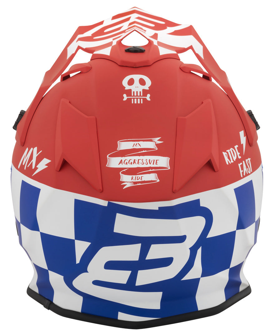 Bogotto V328 Xadrez Carbon Motocross Helmet#color_blue-red-white