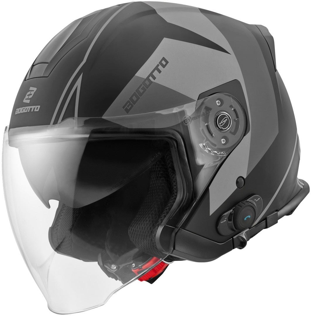 Bogotto V586 Detri BT Bluetooth Jet Helmet#color_black-grey