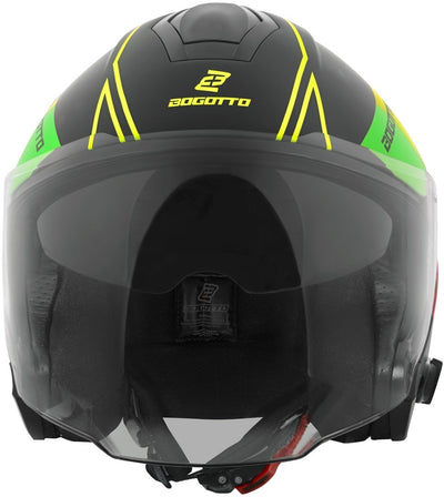 Bogotto V586 Detri BT Bluetooth Jet Helmet#color_black-green