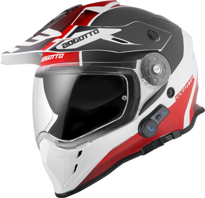 Bogotto H331 BT Tour EVO Bluetooth Enduro Helmet#color_black-matt-red-white