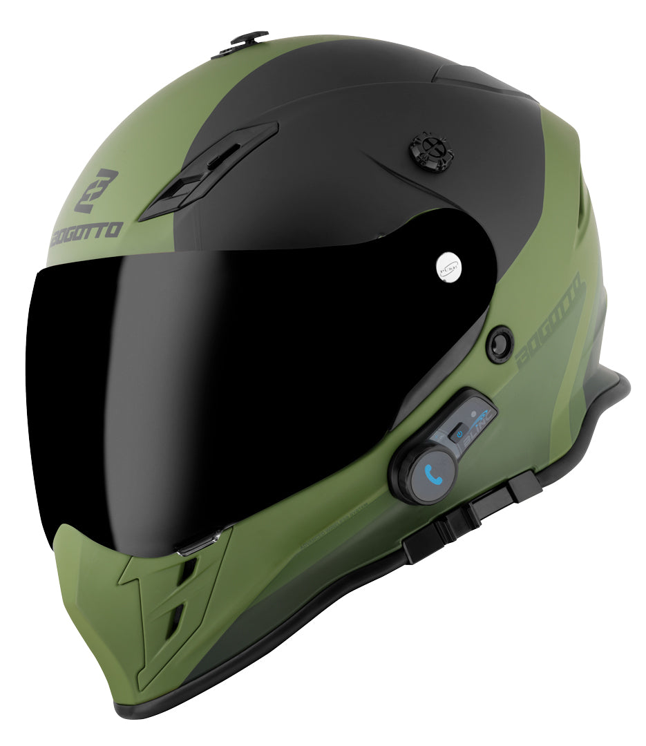 Bogotto H331 BT Tour EVO Bluetooth Enduro Helmet#color_black-matt-green